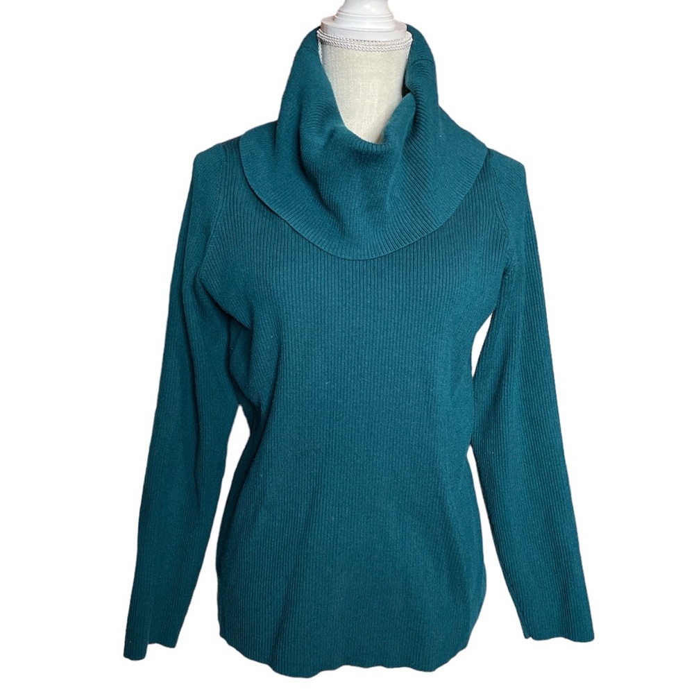 Lane Bryant Ribbed Teal Turtleneck Shirt